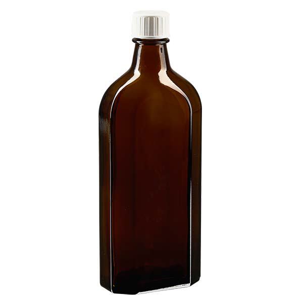 250 ml Meplat ruskea ruuvikorkki, jossa on kaatorengas DIN22 250 ml Meplat ruskea ruuvikorkki, jossa on kaatorengas DIN22