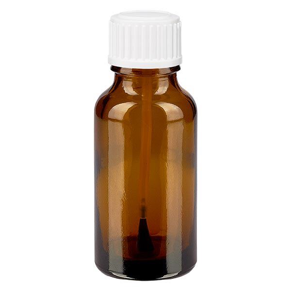 Apteekkipullo ruskea 20ml ruuvikorkki valkoinen sivellinsuppilo Apteekkipullo ruskea 20ml ruuvikorkki valkoinen sivellinsuppilo