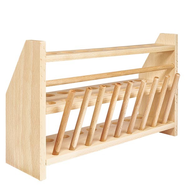 Puiset koeputkitelineet, enintään n. 18 mm Ø:n purkeille, 18 purkkia varten, 9 tankoa, 9 tankoa