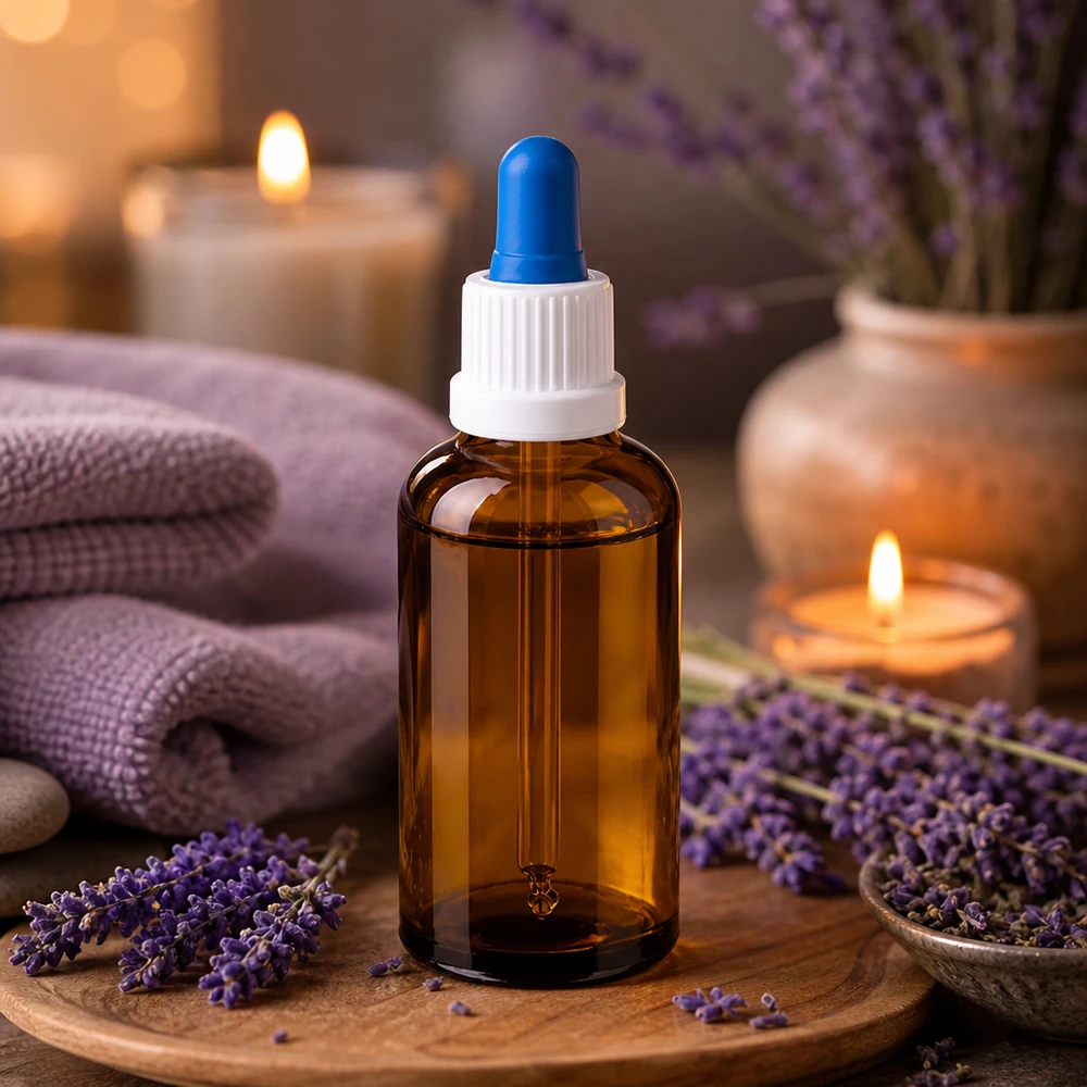 50ml pipettipullo valkoinen/sininen väärentämisen estävä sulkeminen BrownLine UT18/50 Ammattikäyttöön tarkoitettu 50ml pipettipullo BrownLine eteerisiin öljyihin ja wellness-sovelluksiin.