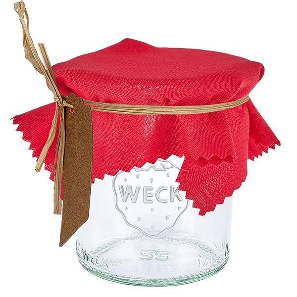 Kankainen koruaiheinen esiliina punainen 12cm neliö.