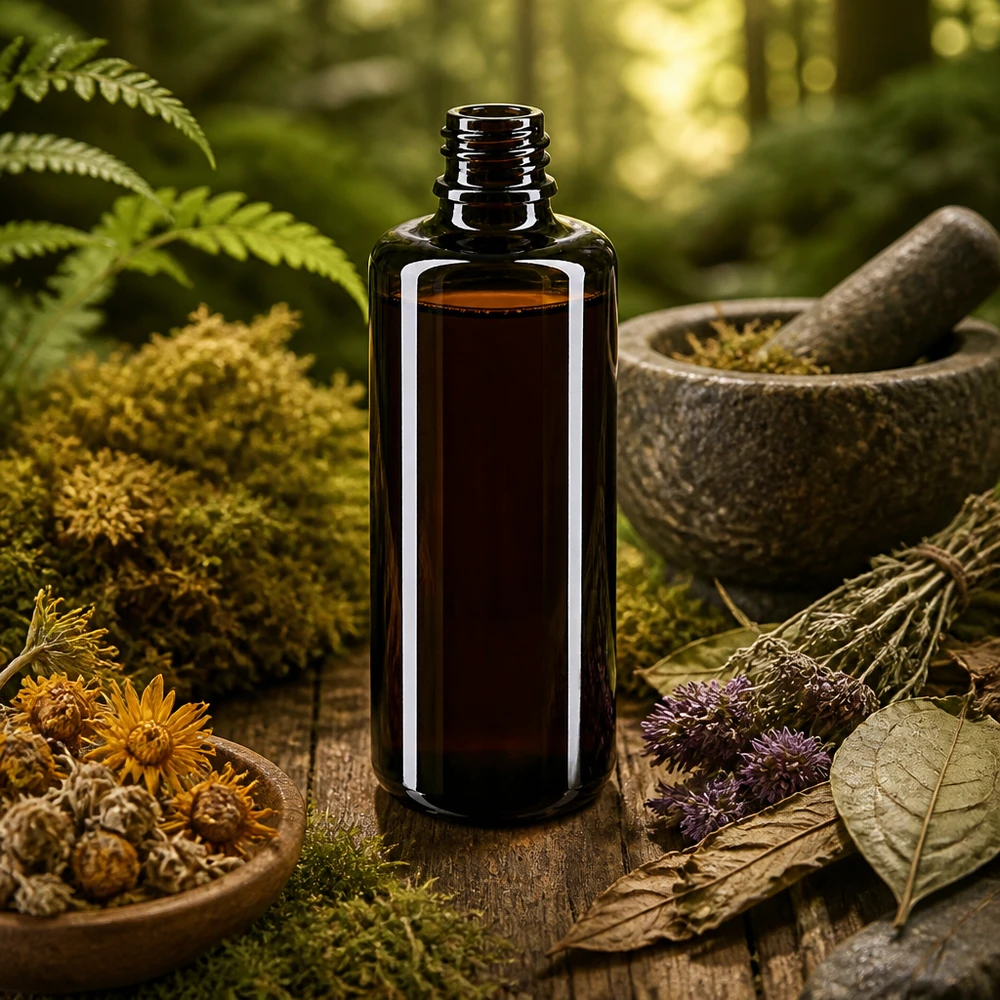 Violetti lasipullo 50ml DIN 18 (Mironglasi) Kestävä tippapullo Orion 50ml kierrätettävästä violetista lasista valmistettu Miron ympäristötietoisille käyttäjille.
