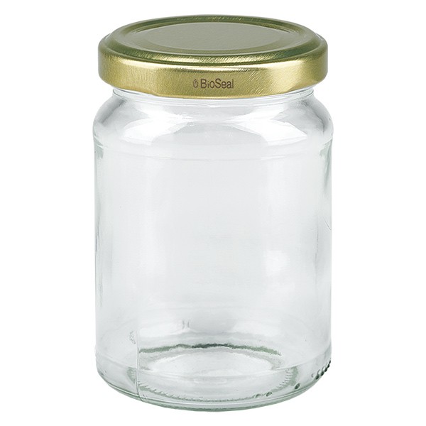 205ml pyöreä purkki kultaisella BioSeal-kannella UNiTWIST