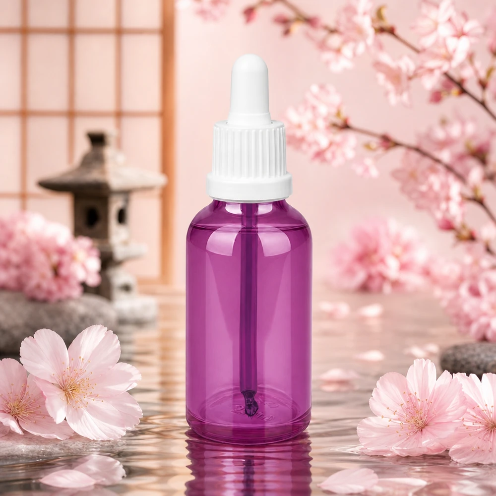 30ml pipettipullo valkoinen omaperäinen ruuvikorkki PurpleLine UT18/30 30 ml:n pipettipullo korkealaatuisesta muovista, violetti, seerumien turvalliseen säilytykseen.