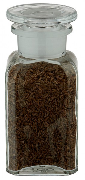 Maustepurkki-idea: neliskanttinen apteekkipullo, 100 ml leveä kaula.