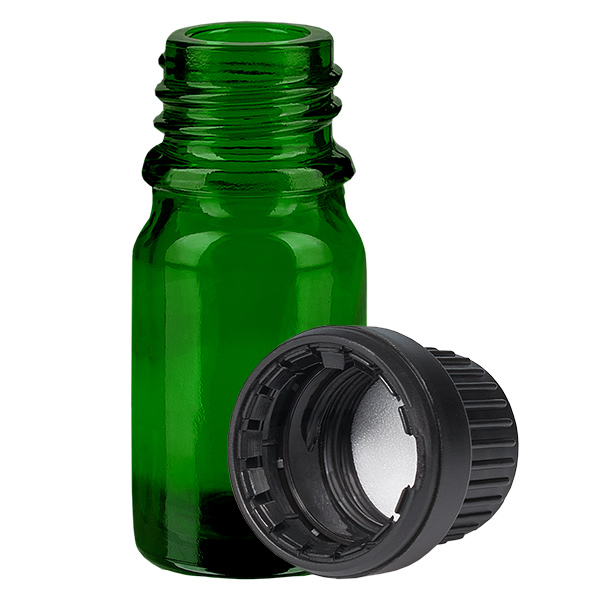5ml pullo 11mm kierrekorkki musta peukaloinninestokorkki GreenLine UT18/5 5ml pullo 11mm kierrekorkki musta peukaloinninestokorkki GreenLine UT18/5