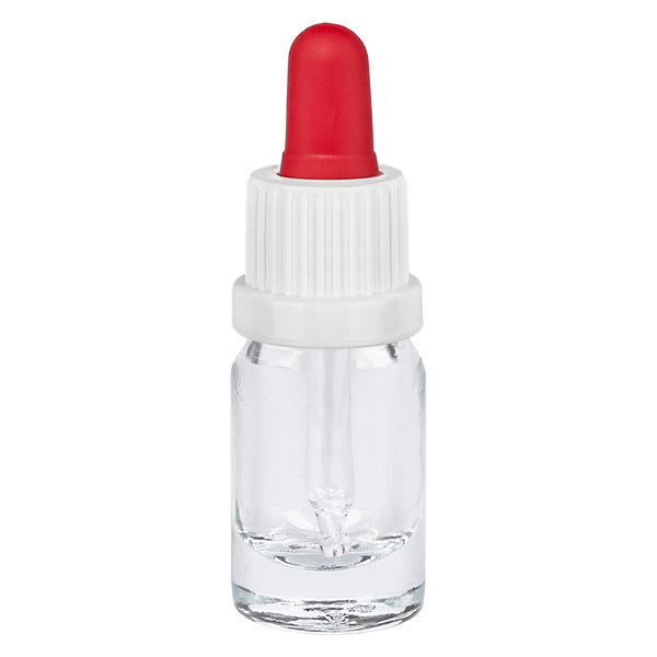 5ml pipettipullo valkoinen/punainen väärentämisen estävä korkki ClearLine UT18/5 5ml pipettipullo valkoinen/punainen väärentämisen estävä korkki ClearLine UT18/5