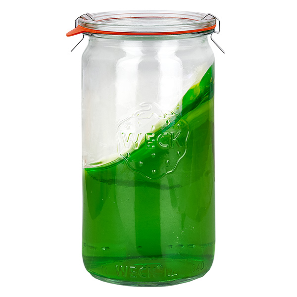 48 Weck-purkin sarja 340ml sylinteripurkkeja, joissa on 48 lasikantta. 48 Weck-purkin sarja 340ml sylinteripurkkeja, joissa on 48 lasikantta.