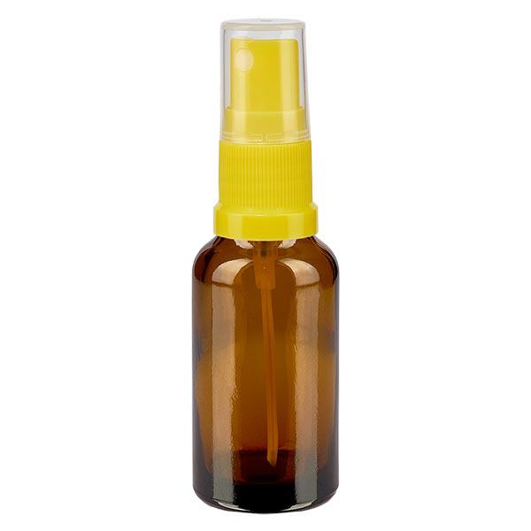 Apteekkipullo ruskea 20ml suihkukorkki keltainen Apteekkipullo ruskea 20ml suihkukorkki keltainen