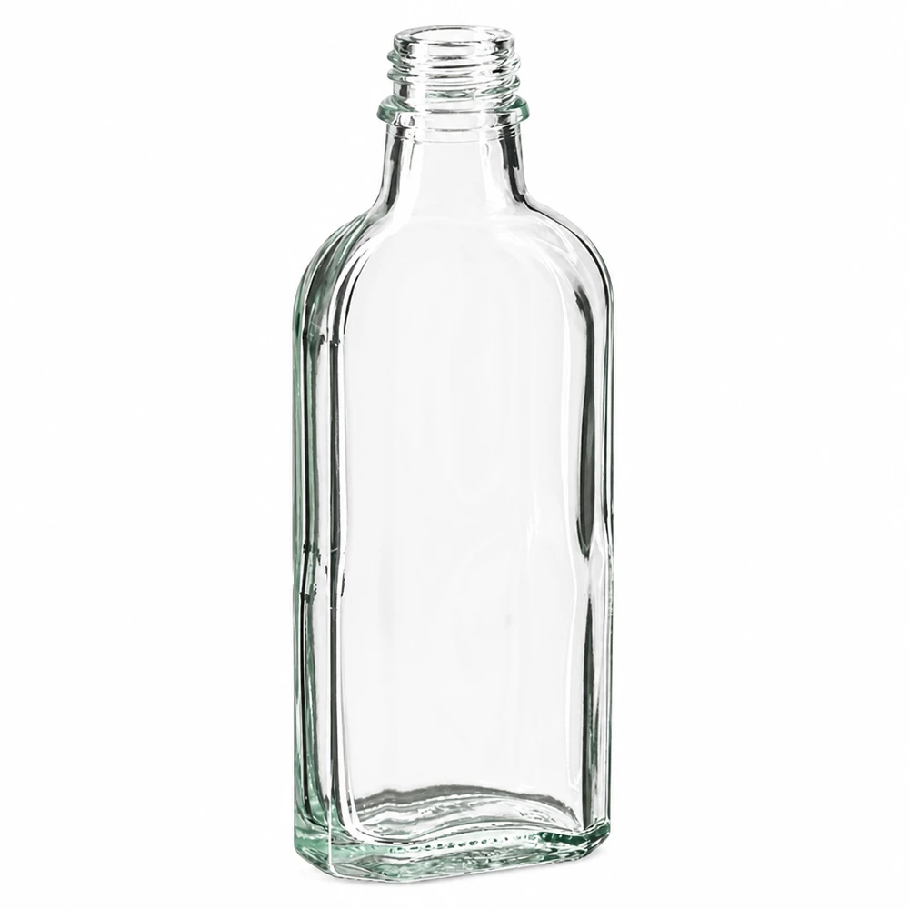 100 ml Meplat-pullo kirkas DIN22 100 ml:n kirkas lasinen Meplat-pullo, jossa on DIN22-kierre, nesteille