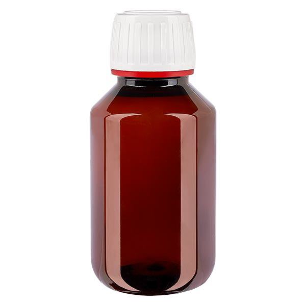 PET-pullo 100ml, jossa on valkoinen peukaloinninestokorkki, hieno uurrettu PET-pullo 100ml, jossa on valkoinen peukaloinninestokorkki, hieno uurrettu