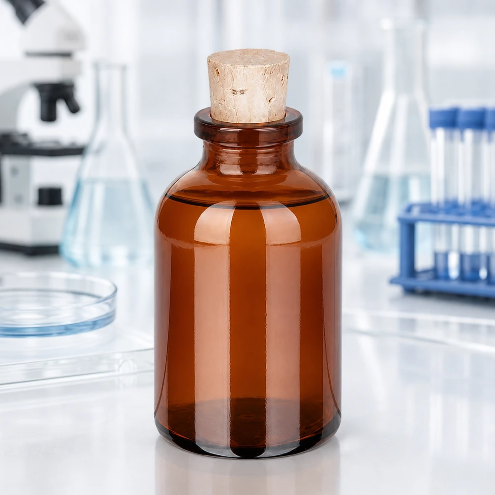30ml Flasche aus bernsteinfarbenem Glas mit Korkstopfen Größe 11/14mm