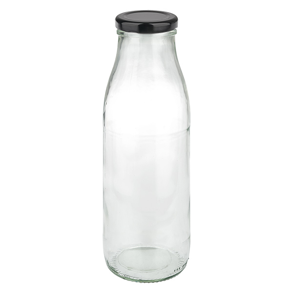 500ml lasipullo + BasicSeal-kansi musta UNiTWIST
