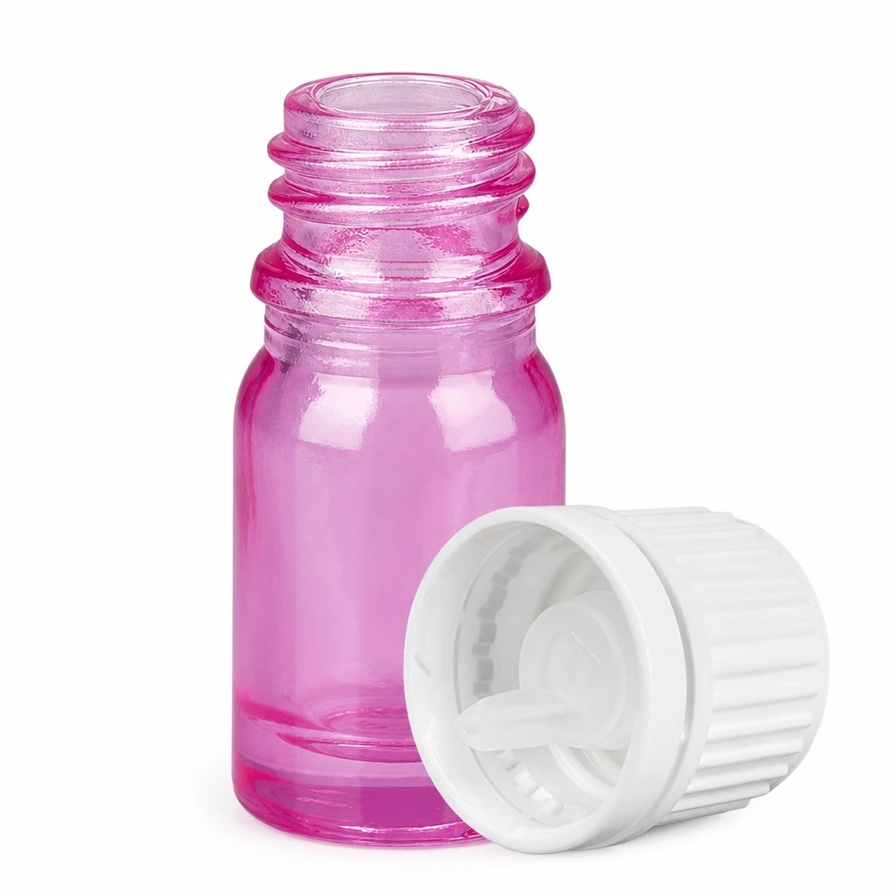 5ml tippapullo 0,7mm valkoinen Originality kierrekorkki PurpleLine UT18/5 PurpleLine UT18/5 5ml tippapullo lasista, jossa on 0.7mm aukko tarkkaa levitystä varten violetissa lookissa.