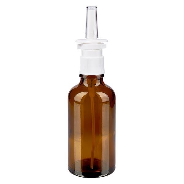 Apteekkipullo ruskea 50ml nenäsumutin valkoinen standardi Apteekkipullo ruskea 50ml nenäsumutin valkoinen standardi