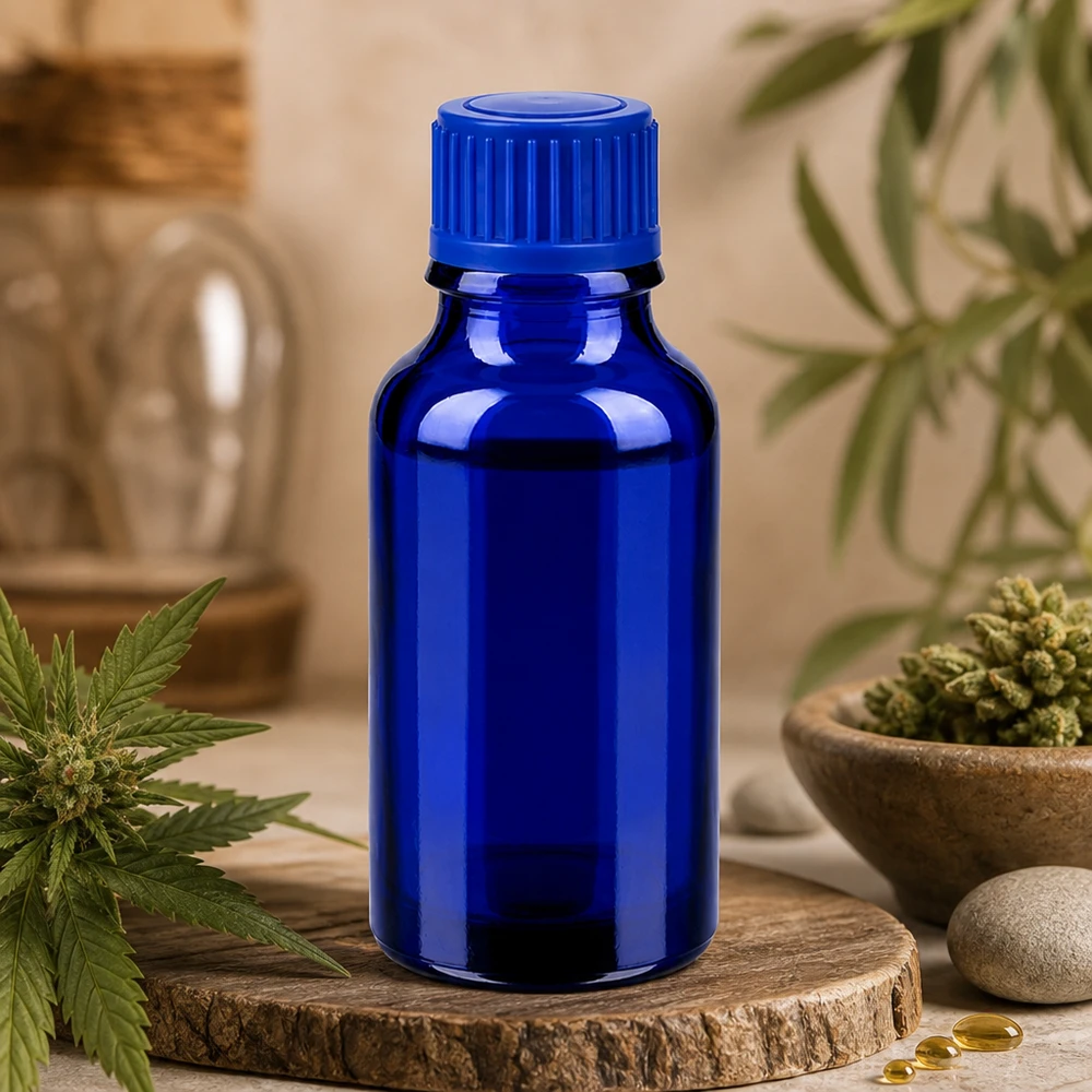 20ml BlueLine-lasipullo UT18/20-kierteellä - korkealaatuista ammattikäyttöön tarkoitettua valmistusta