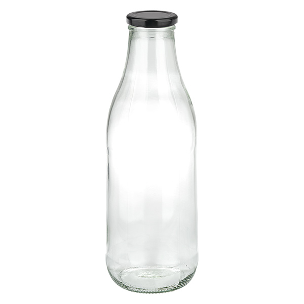 1000ml lasipullo + BasicSeal-kansi musta UNiTWIST