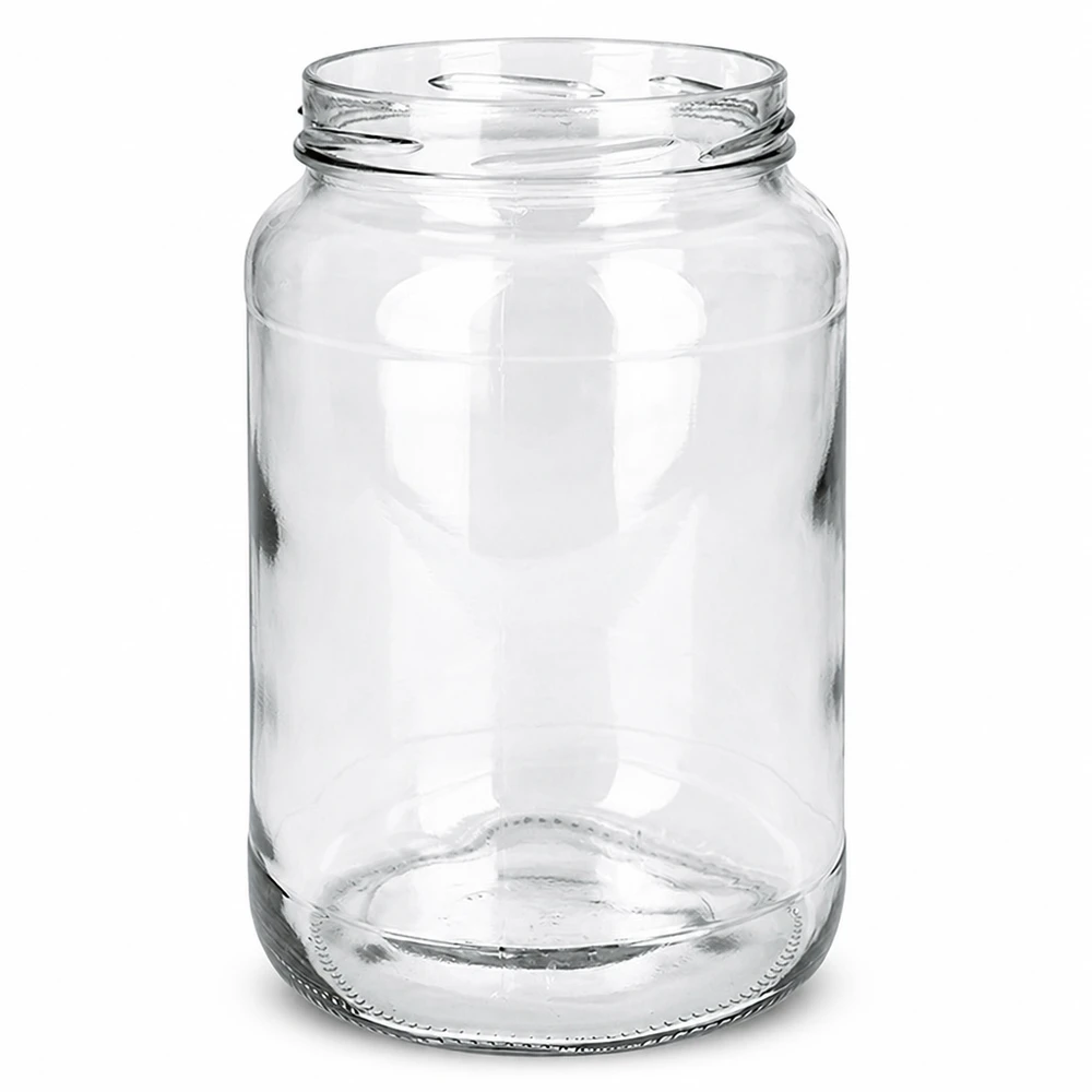Tyhjä UNiTWIST Runda1700 tumblers 1700ml TO100 säilöntäpurkki läpinäkyvä ilman kantta valkoisella pohjalla.