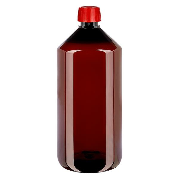 PET-pullo 1000ml kaasunpoistokorkilla punainen