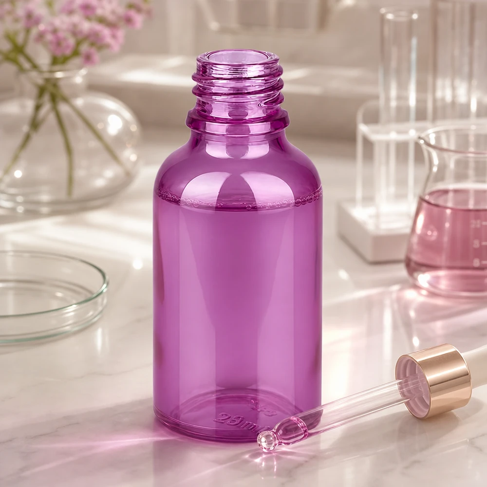 PurpleLine apteekkipullo 30ml korkealaatuisesta violetista lasista, jossa on UNiTWIST-korkki.