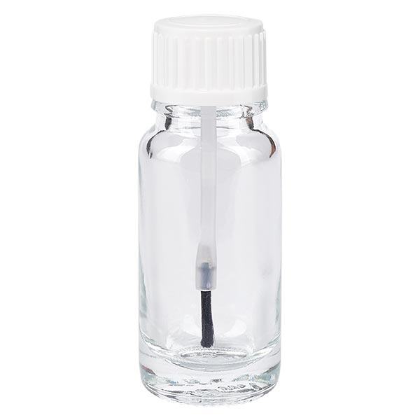 Apteekkipullo kirkas 10ml ruuvikorkki valkoinen harjanne Apteekkipullo kirkas 10ml ruuvikorkki valkoinen harjanne