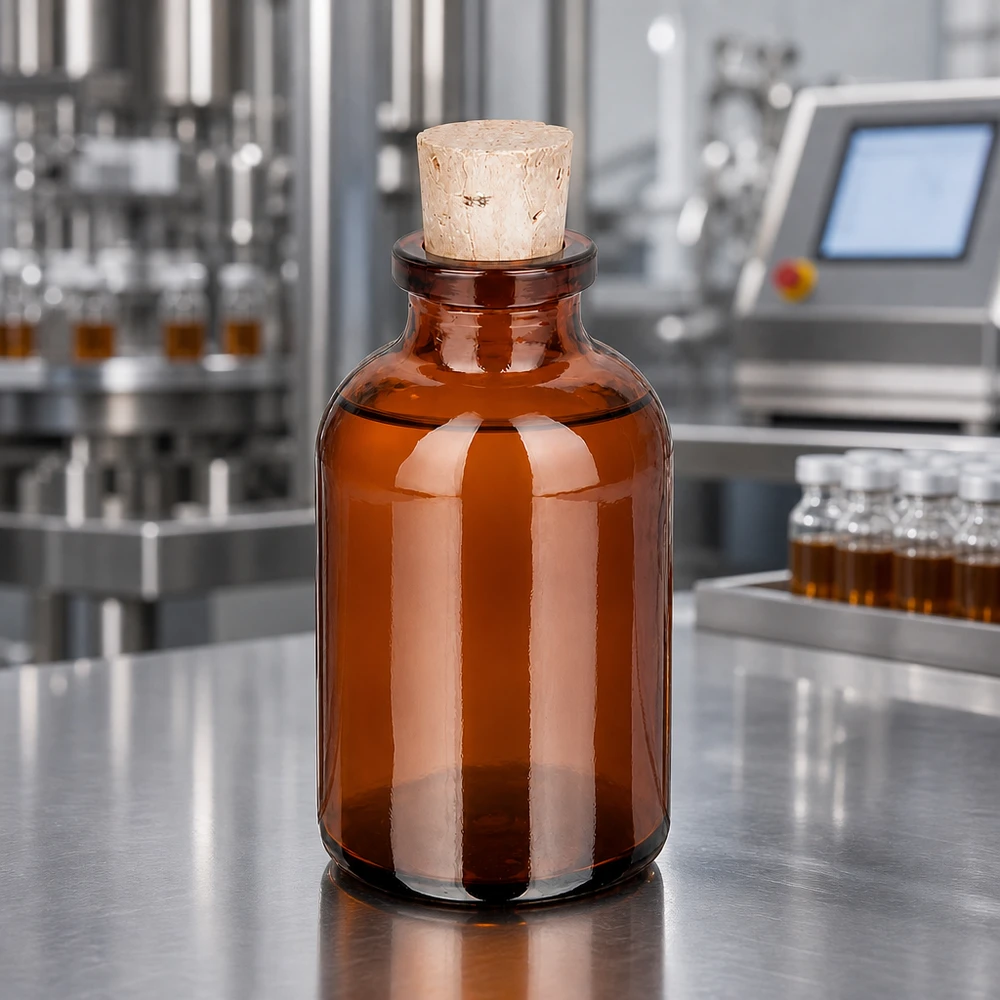Robuste Braunglas Sammelflasche 30ml mit Naturkorken für Tinkturen