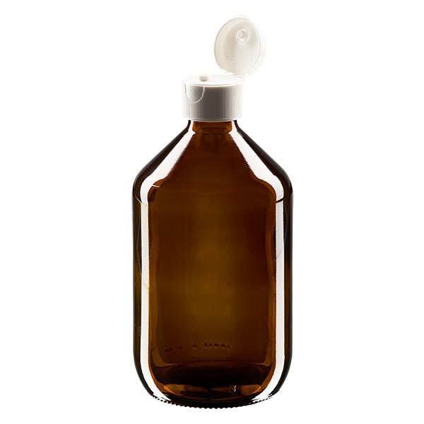 500ml lääkepullo ruskea, jossa flip-top korkki ApoGlas 500ml lääkepullo ruskea, jossa flip-top korkki ApoGlas