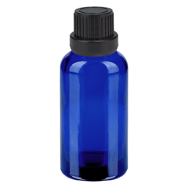 30ml tippapullo 2mm musta tamper-evident-korkki BlueLine UT18/30