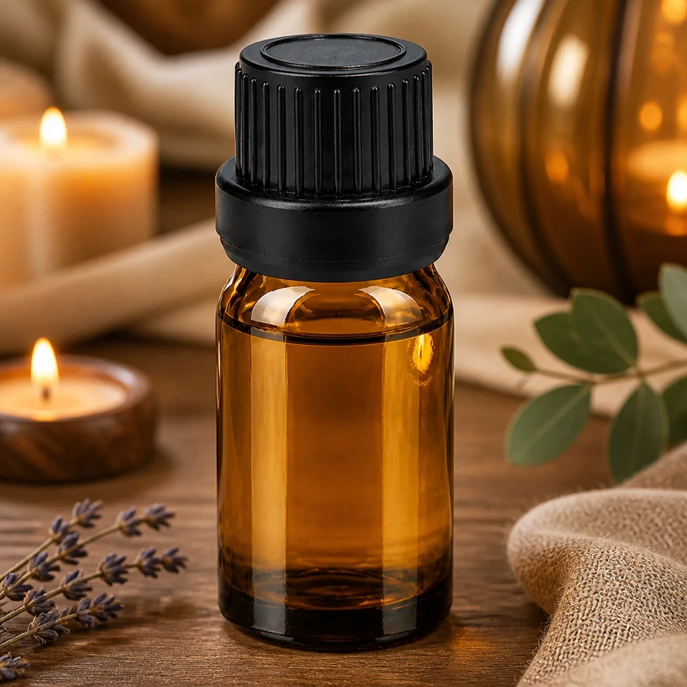 Laadukas 5 ml:n lasipullo mustalla OV-korkilla ammattikäyttöön.