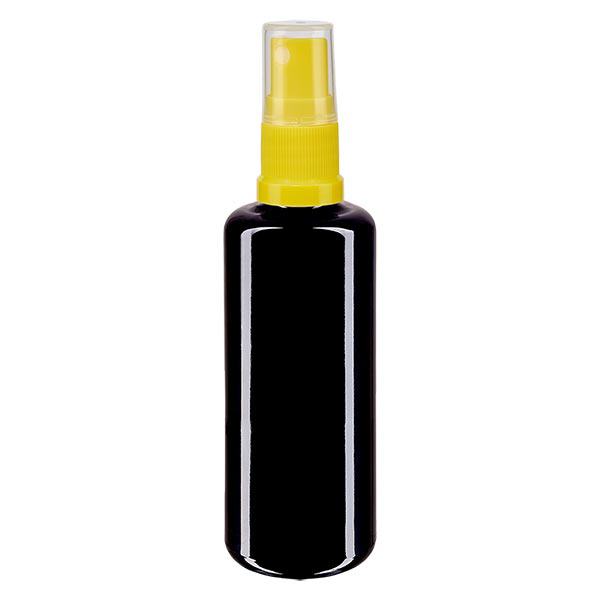 Apteekkipullo violetti 100ml suihkepullon korkki keltainen Apteekkipullo violetti 100ml suihkepullon korkki keltainen