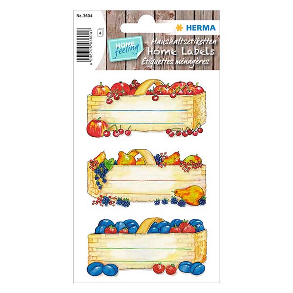 Keittiötarrat "Hedelmäkorit" (12 tarraa)