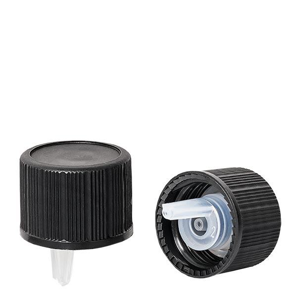 Tiputuskorkki 1mm musta 18mm standardi Tiputuskorkki 1mm musta 18mm standardi
