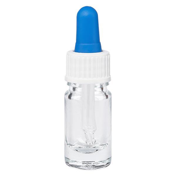 Apteekkipullo kirkas 5ml pipettipullo valkoinen/sininen standardi Apteekkipullo kirkas 5ml pipettipullo valkoinen/sininen standardi