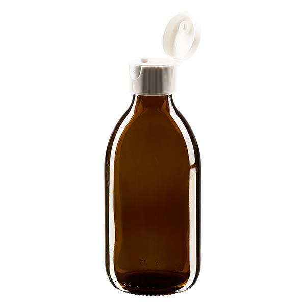 250ml lääkepullo ruskea, jossa flip-top korkki ApoGlas 250ml lääkepullo ruskea, jossa flip-top korkki ApoGlas