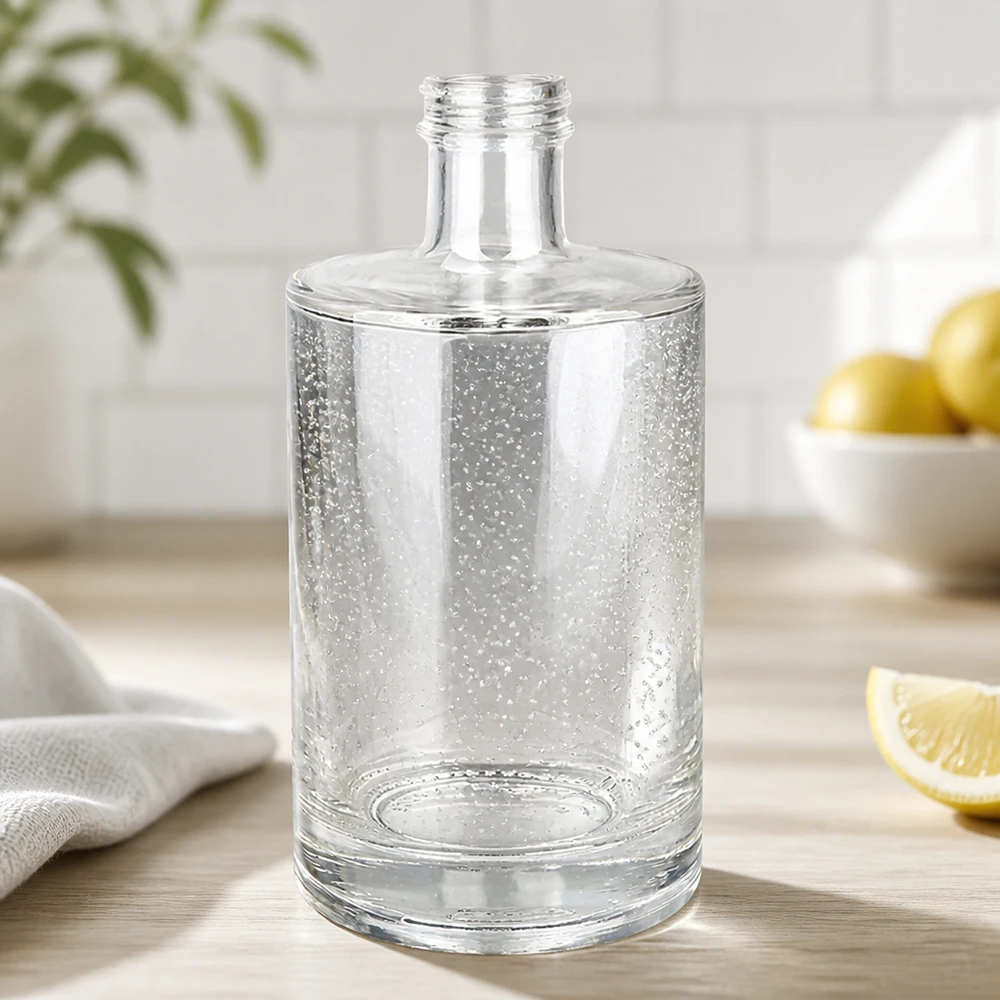 500ml Glasflasche "Sam" ohne Schraubverschluss UNiTWIST 500ml lasipullo Sam UNiTWIST kierteitetty kaula Yksityiskohtainen näkymä keittiöasetelmasta, jossa on sitruunoita ja valkoinen tausta