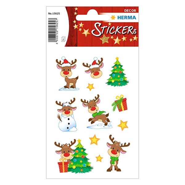 "Rudolph"-tarrat (24 tarraa glitterillä) "Rudolph"-tarrat (24 tarraa glitterillä)