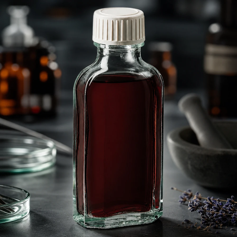 Litteä 50 ml:n Meplat-lasipullo, kirkas, varustettuna lapsiturvallisella valkoisella kierrekorkilla