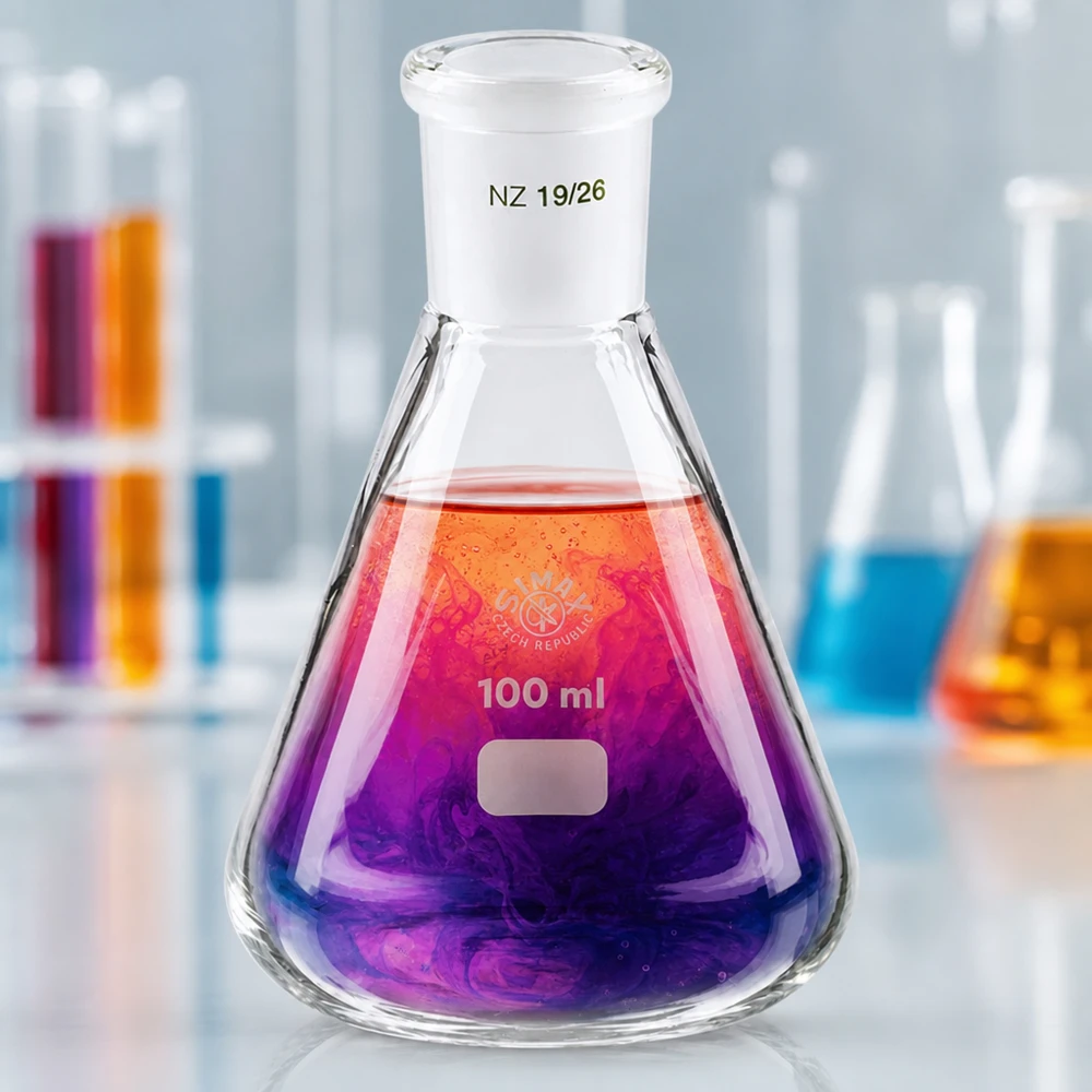Erlenmeyer-pullo 100ml, jossa on vakiohiottu liitos (19/26).