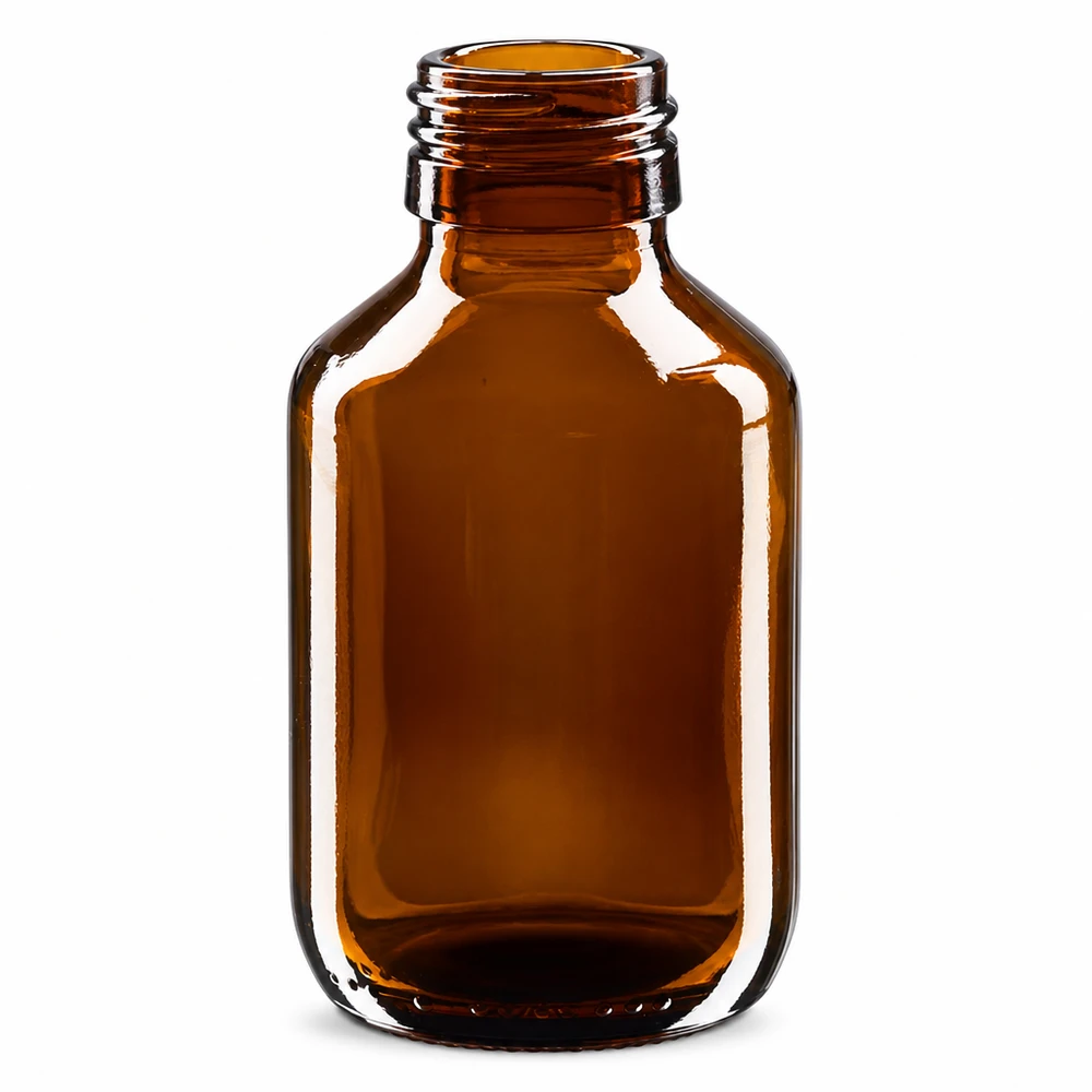 100ml lääkepullo ruskea korkealaatuisesta ApoGlasista ilman korkkia PP28