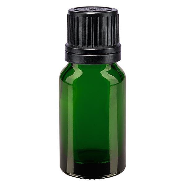 Apteekkipullo vihreä 10ml ruuvikorkki musta valurengas sinetöityä sulkemista varten Apteekkipullo vihreä 10ml ruuvikorkki musta valurengas sinetöityä sulkemista varten