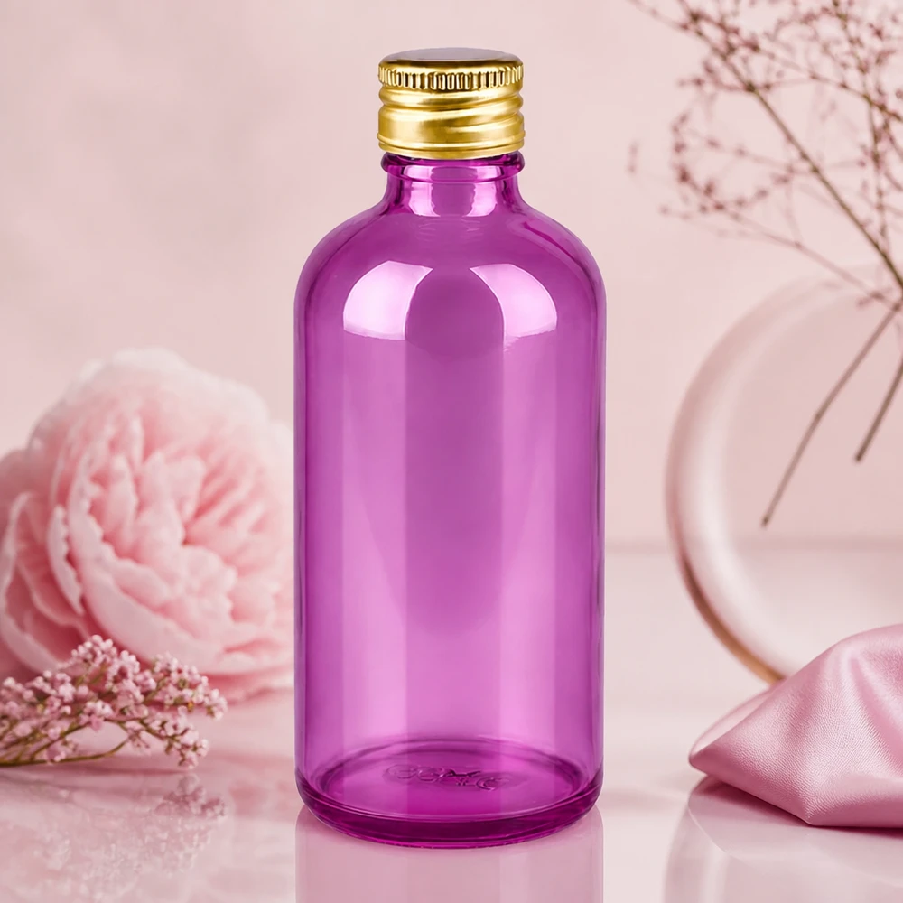 100ml pullo 11mm kierrekorkki alumiininen kultainen standardi PurpleLine. UT18/100 Kompakti 100ml apteekkipullo violetista lasista, jossa on käytännöllinen kierrekorkki pienille määrille.