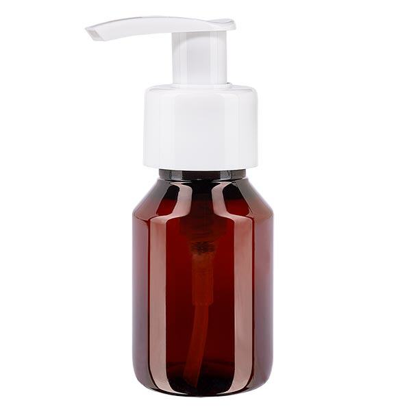 PET-pullo 50ml annostelupumpulla valkoinen PET-pullo 50ml annostelupumpulla valkoinen