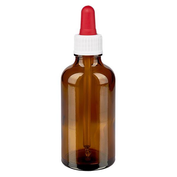 Apteekkipullo ruskea 50ml pipettipullo valkoinen/punainen vakio Apteekkipullo ruskea 50ml pipettipullo valkoinen/punainen vakio