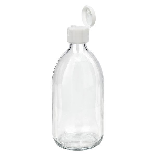 500ml lääkepullo kirkas, flip-top-korkilla ApoGlas 500ml lääkepullo kirkas, flip-top-korkilla ApoGlas