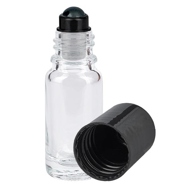 Apteekkipullo kirkas 10ml roll-on korkki musta Apteekkipullo kirkas 10ml roll-on korkki musta