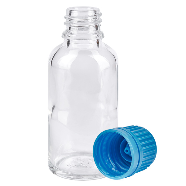 30ml pullo 11mm kierrekorkki sininen väärentämisen estävä korkki ClearLine UT18/30 30ml pullo 11mm kierrekorkki sininen väärentämisen estävä korkki ClearLine UT18/30