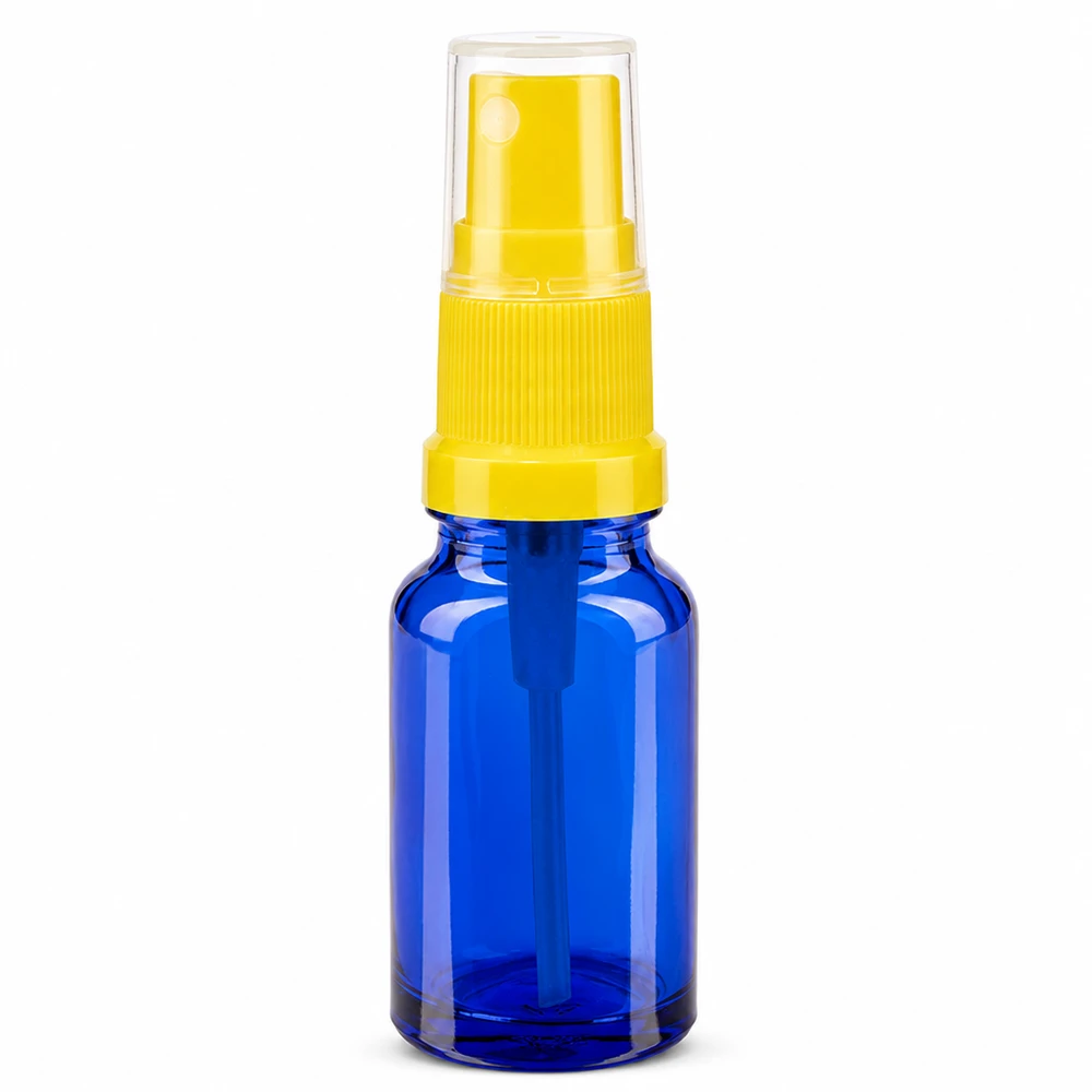 10ml suihkepullo keltainen läpinäkyvä STD BlueLine UT18 10 lasipullo suihkepumpulla varustettuna