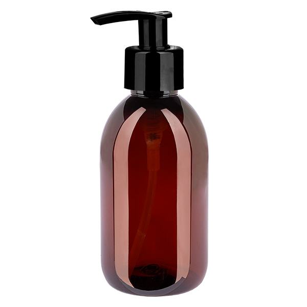 PET-pullo 250ml, jossa on annostelupumppu - musta