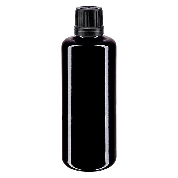 Apteekkipullo violetti 50ml ruuvikorkki musta kaatorengas peukaloitava sulkeminen