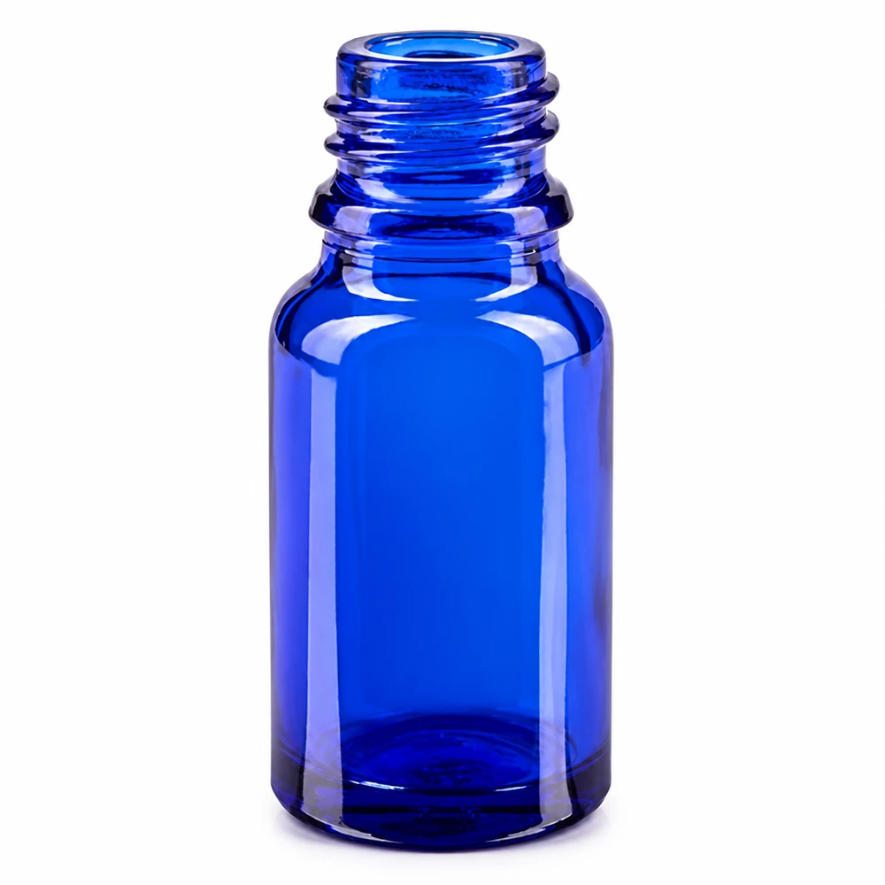 10ml suihkepullo keltainen/läpinäkyvä vakiokorkki BlueLine UT18/10 Sininen lasipullo 10ml kierrekierteellä UT18 10 BlueLine-sarjan ruiskutuspumpuille BlueLine-sarjaan